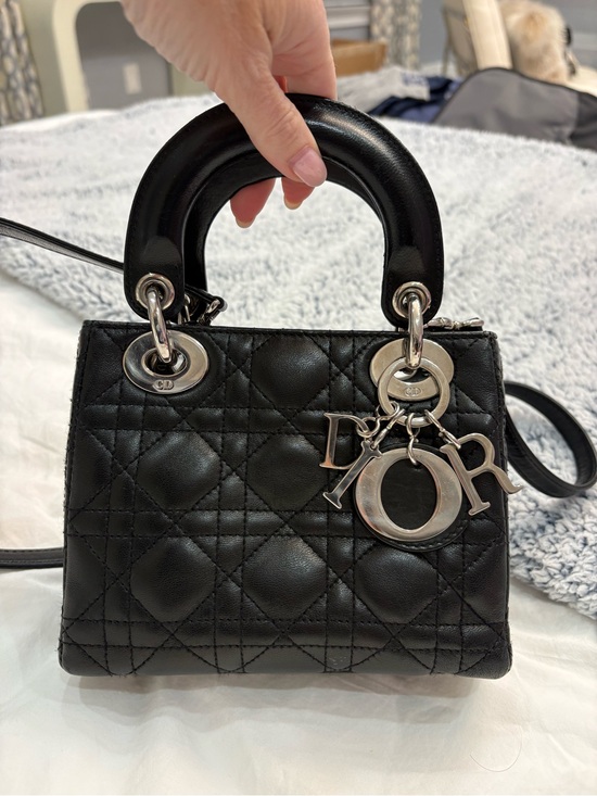 Dior Handbags - Christian Dior Black Quilted Lady Mini Bag with Silver Charms